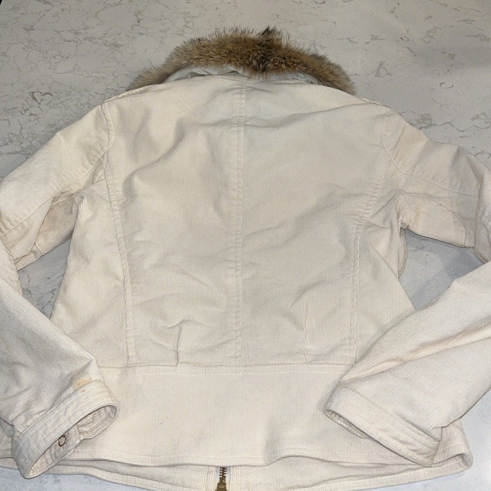 Tory Burch sz 4 Military Style Fur Collar Corduroy Jacket - Picture 9 of 12